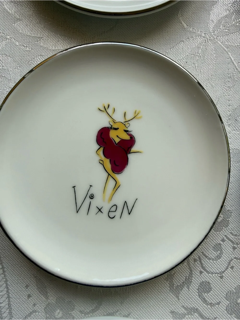 Pottery Barn White Reindeer Complete Set Of 9 Coasters Accent Plates Multicolor